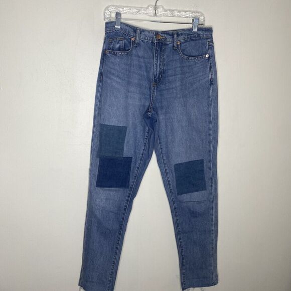 Universal Thread Boyfriend Patchwork Denim Jeans Fray Hem Size 00/24R Oversized - Picture 1 of 11
